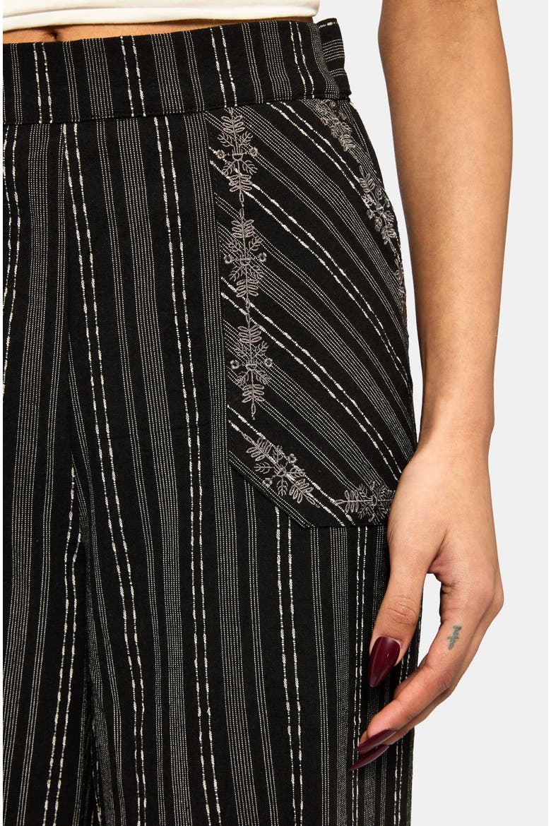Tate Stripe Wide Leg Trousers, Alternate, color, Black