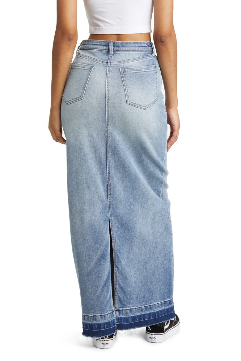 Release Hem Denim Maxi Skirt, Alternate, color, INDIGO