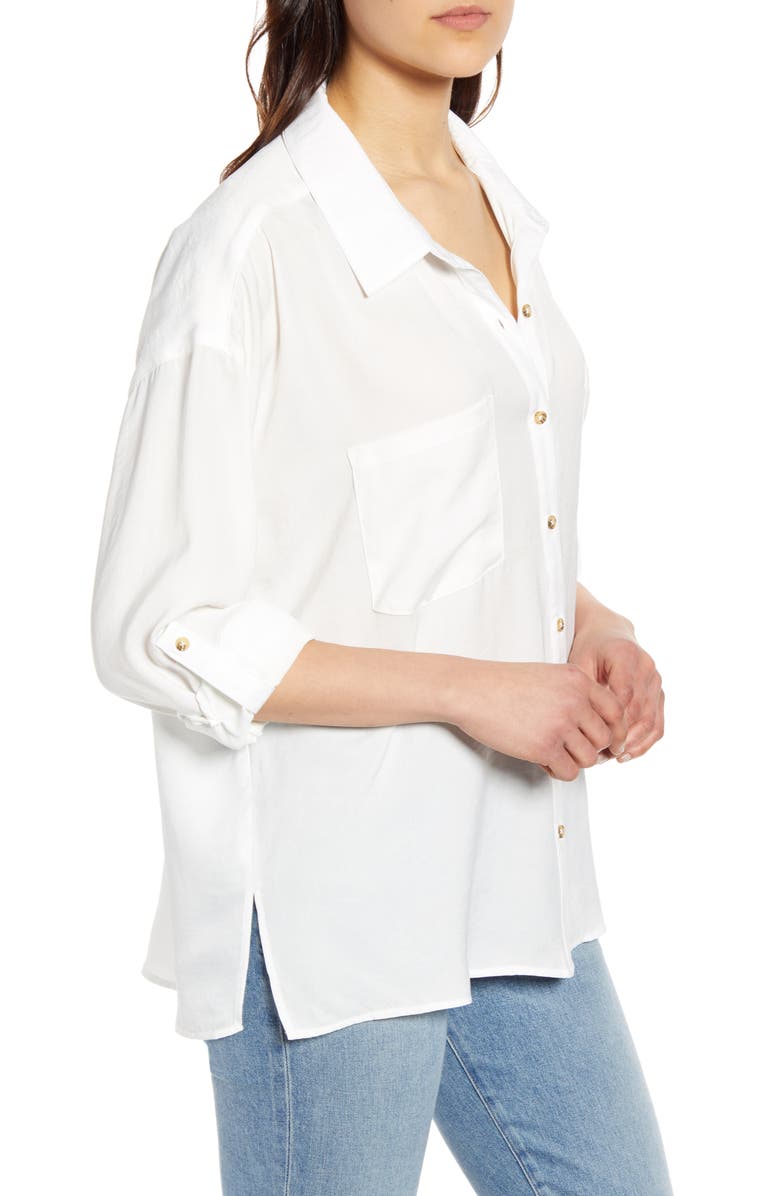 Wit & Wisdom Patch Pocket Crinkle Button-Up Shirt, Alternate, color,