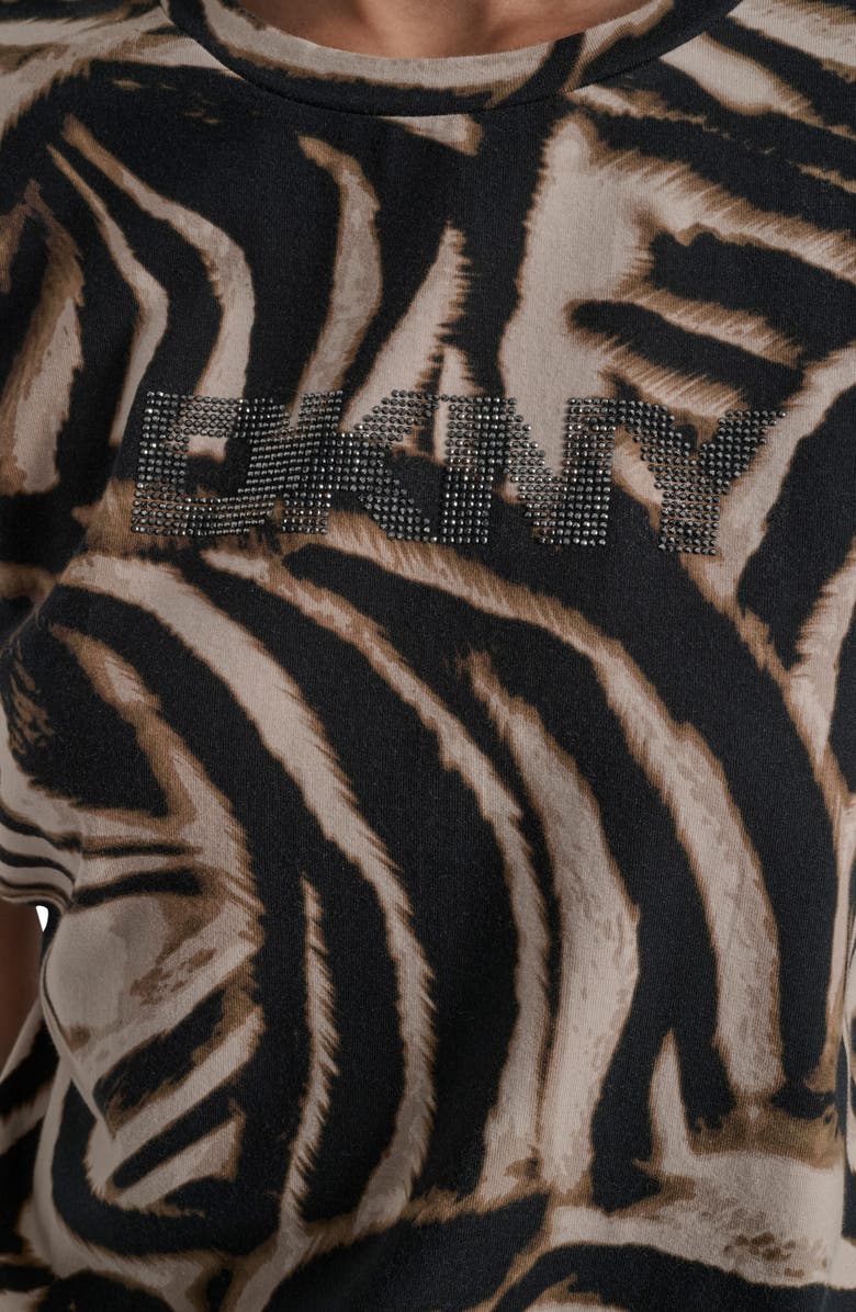 DKNY Abstract Zebra Print Stretch Cotton Top, Alternate, color, Blurred Zebra