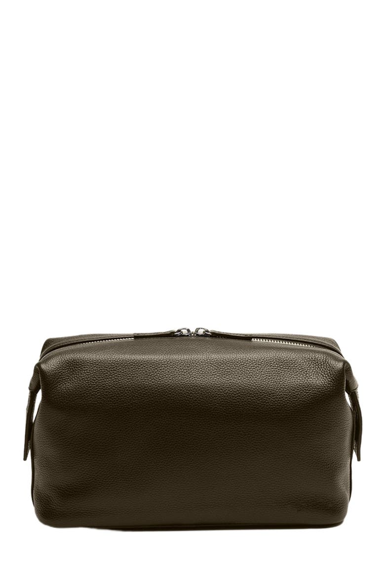 Kenyatta Pebble Grained Leather Toiletry Bag, Alternate, color, Dark Brown