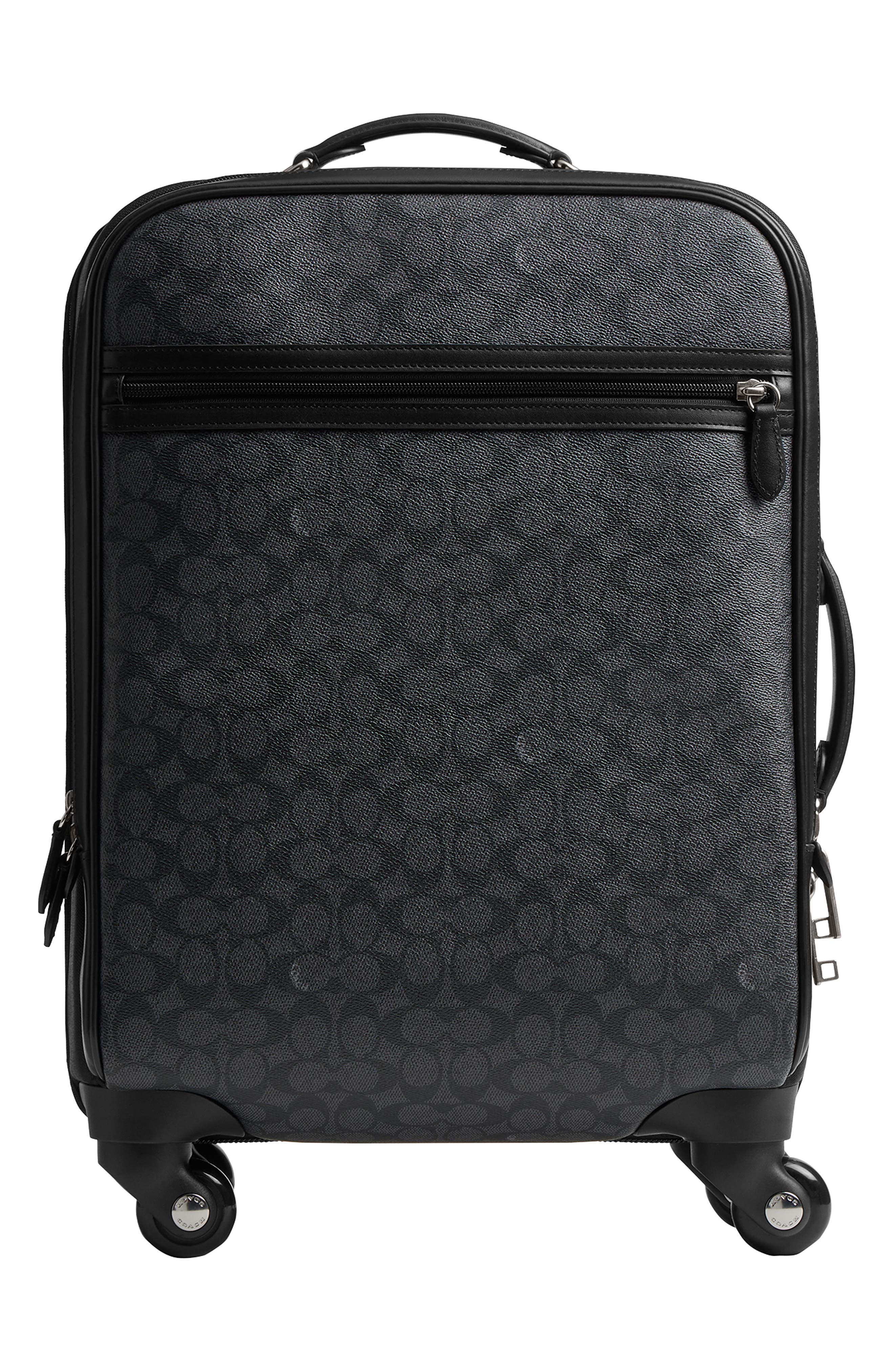 COACH Signature Canvas Wheeled Carry-On, Main, color, Charcoal