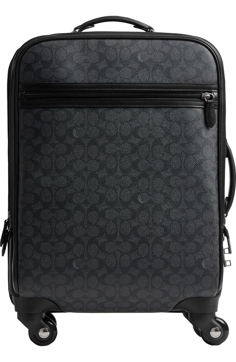 COACH Signature Canvas Wheeled Carry-On, Main, color, Charcoal