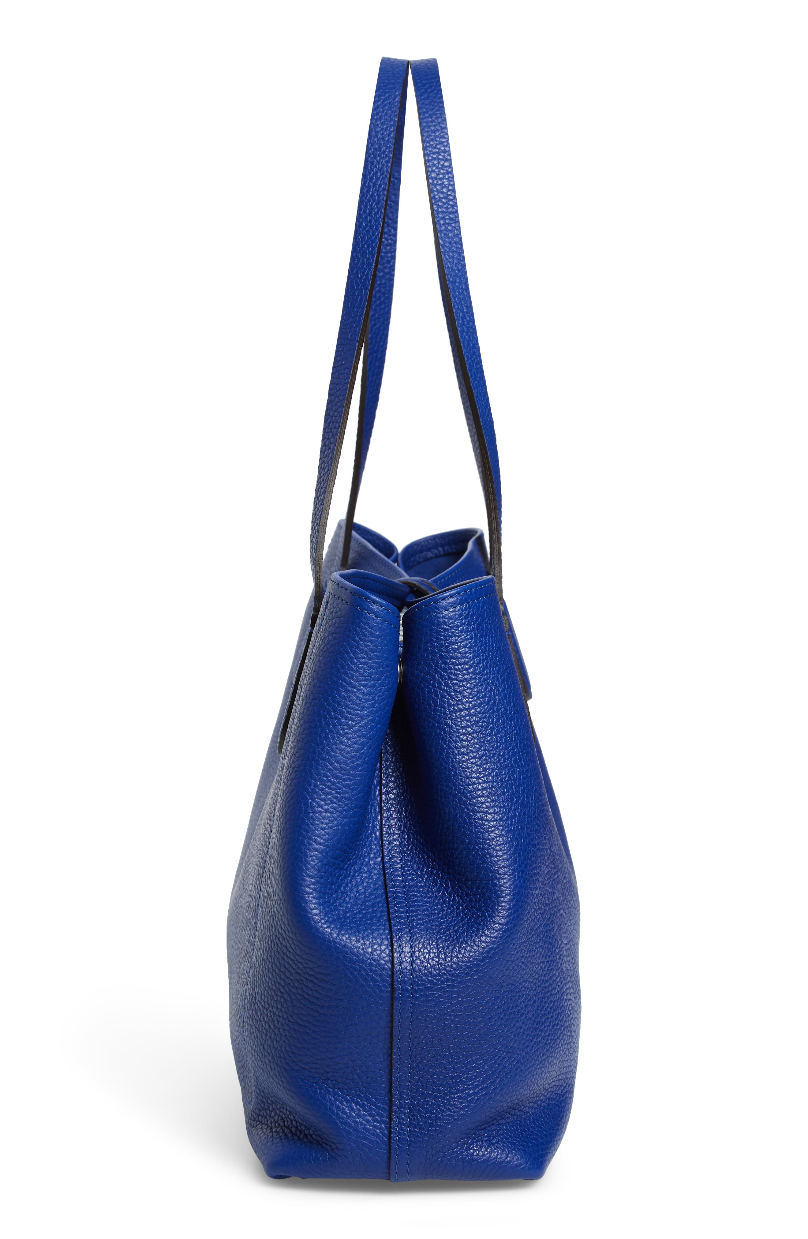 Roseau Essential Mid Leather Tote, Alternate, color, COBALT
