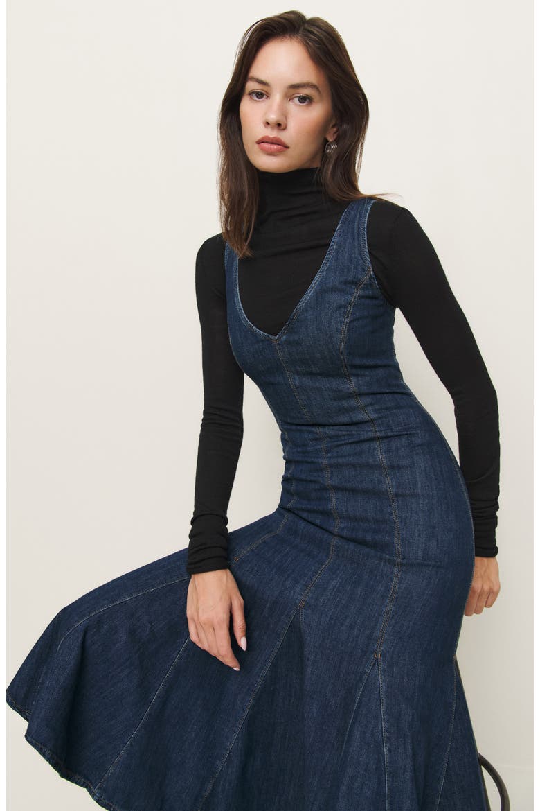 Serafina Denim Midi Dress, Alternate, color, ITHICA
