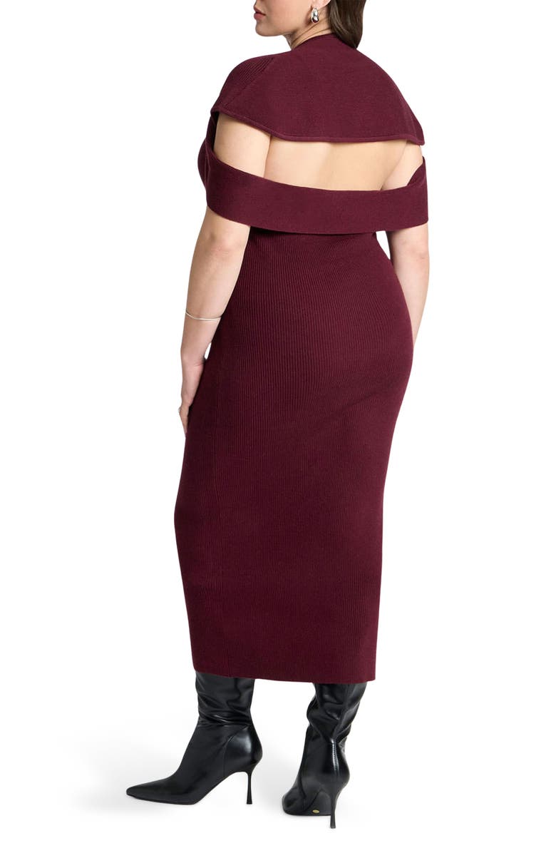 ELOQUII Rib Cape Sweater Dress, Alternate, color, 