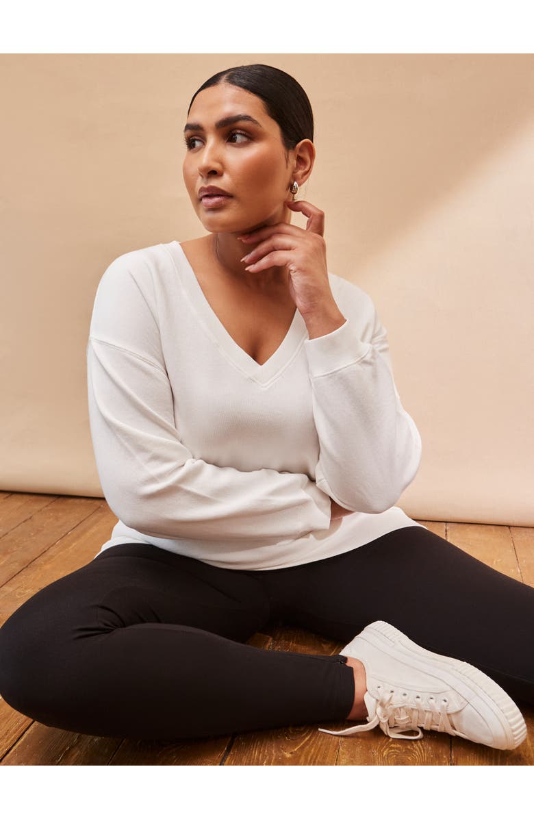 Live Unlimited V-Neck Sweatshirt, Main, color, Cream