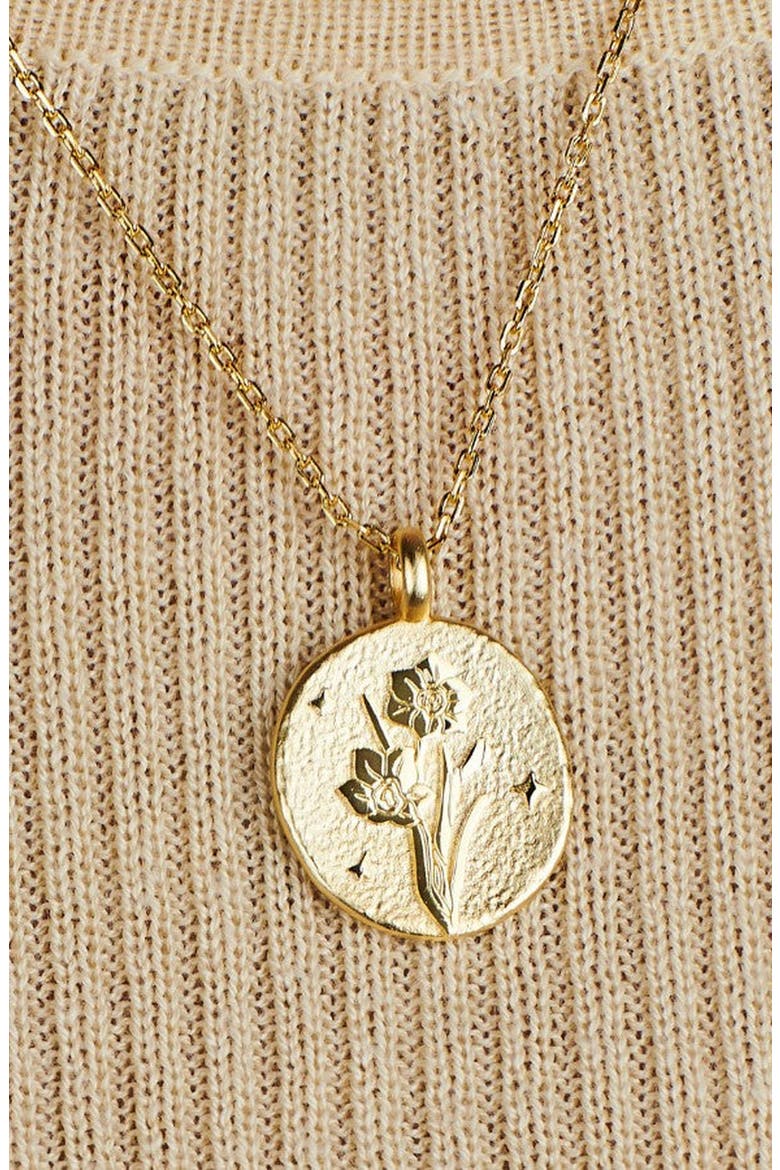Gold Birth Flower Necklace, Alternate, color, Narcissus / December
