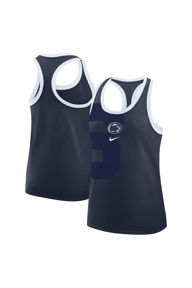 Women's Nike Navy Penn State Nittany Lions Primetime Racerback Tri-Blend Tank Top, Main, color, Navy