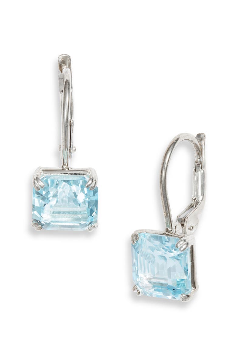 Harper Asscher Cut Drop Earrings, Main, color, BLUE