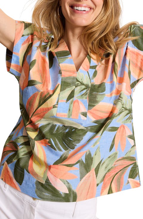 Beach Bloom Poplin Popover Top