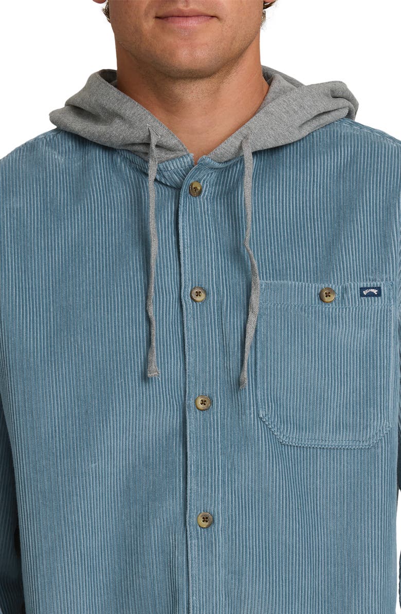 Billabong Baja Hooded Cotton Corduroy Button-Up Shirt, Alternate, color, 