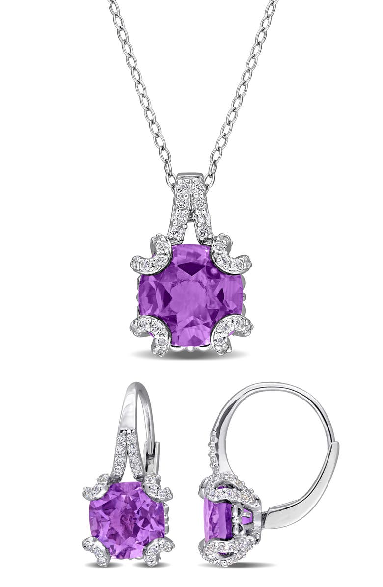 DELMAR Amethyst Necklace & Earrings Set, Main, color, Purple