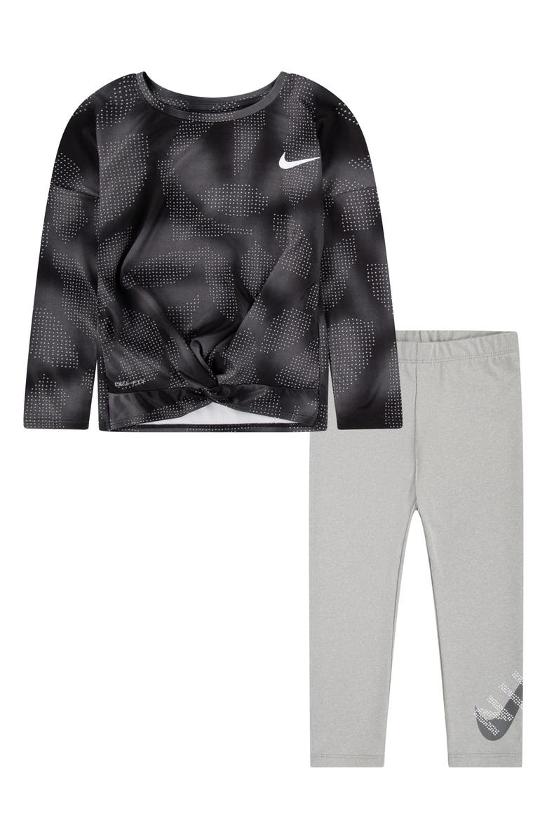 Nike Dri-FIT Long Sleeve T-Shirt & Leggings Set, Main, color, Light Smoke Gray Heather