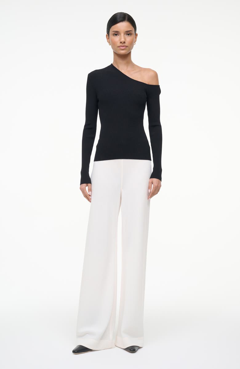 STAUD Lois One Shoulder Rib Top, Alternate, color, Black