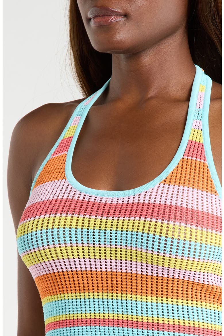 Stripe Knit Halter Crop Tank, Alternate, color, SUNSET STRIP