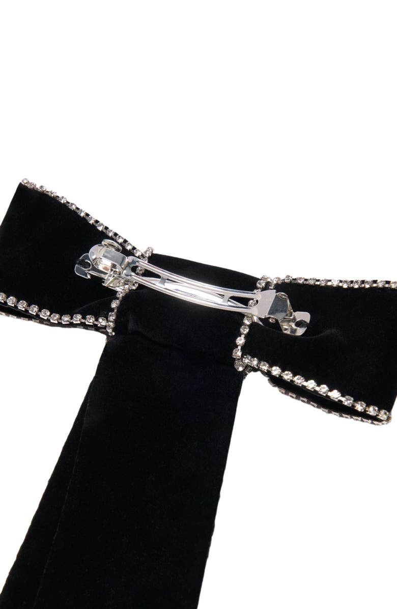 maje Rhinestone velvet bow barrette, Alternate, color, Black