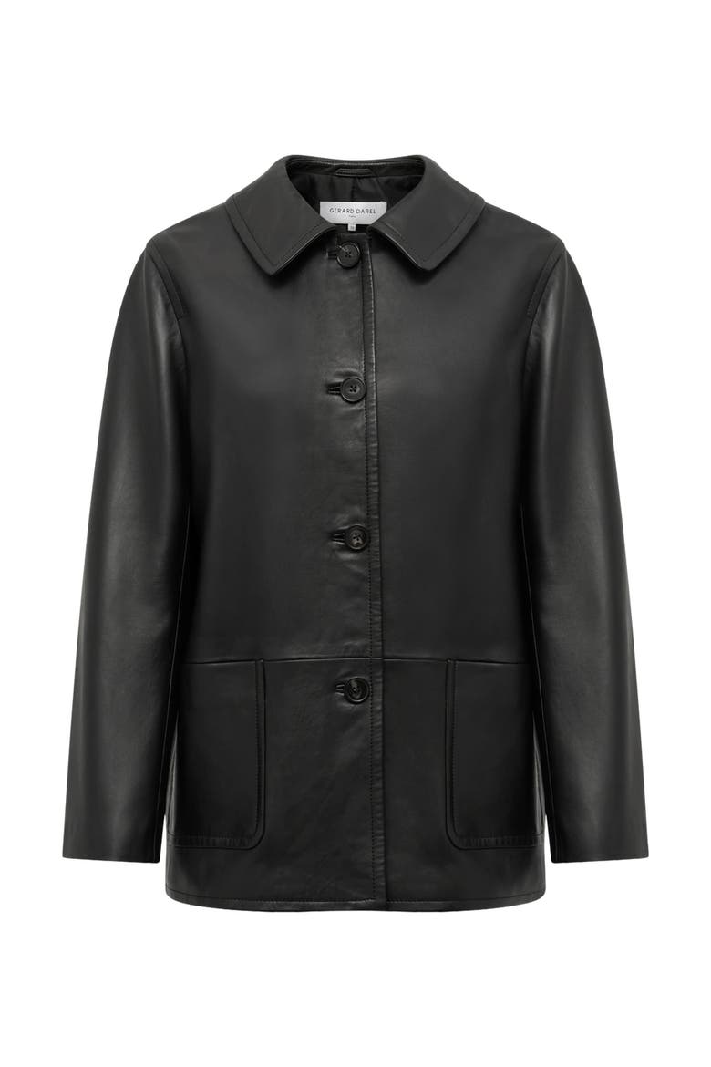 Neva Leather Jacket, Alternate, color, Black