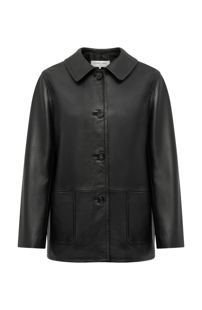 GERARD DAREL Neva Leather Jacket, Alternate, color, Black