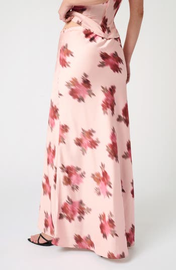 Floral Print Satin Slip Skirt