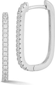GLAZE JEWELRY Cubic Zirconia Long Oval Hoop Earrings