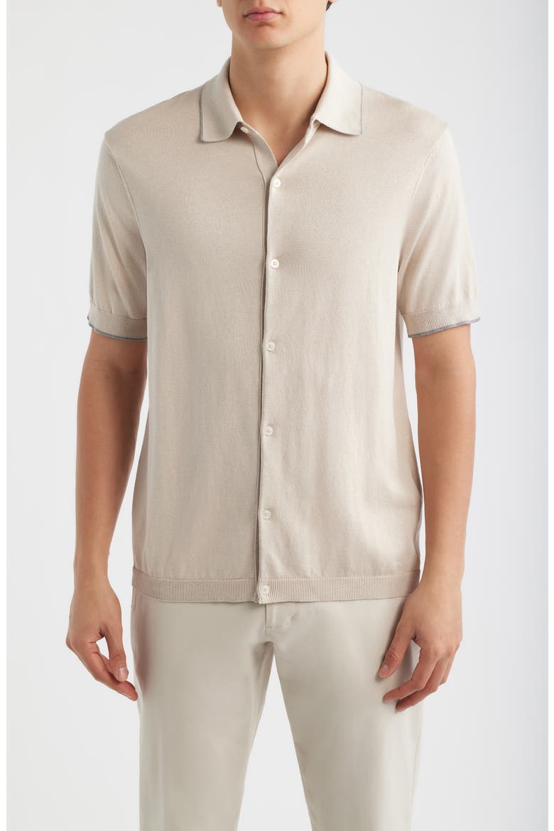 Harrison Knit Button-Up Shirt, Main, color, SAND