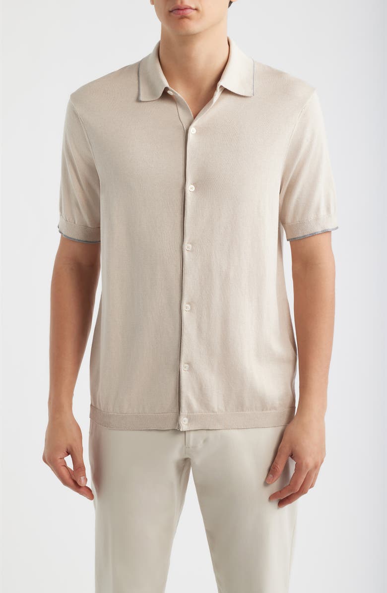 Jack Victor Harrison Knit Button-Up Shirt, Main, color, Sand