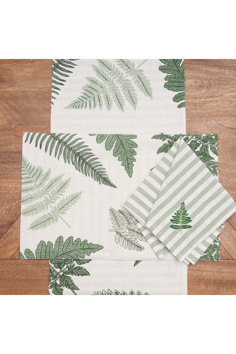 Botanical Forest Hemstitch Set of 6 Cloth Napkins, Alternate, color, Green