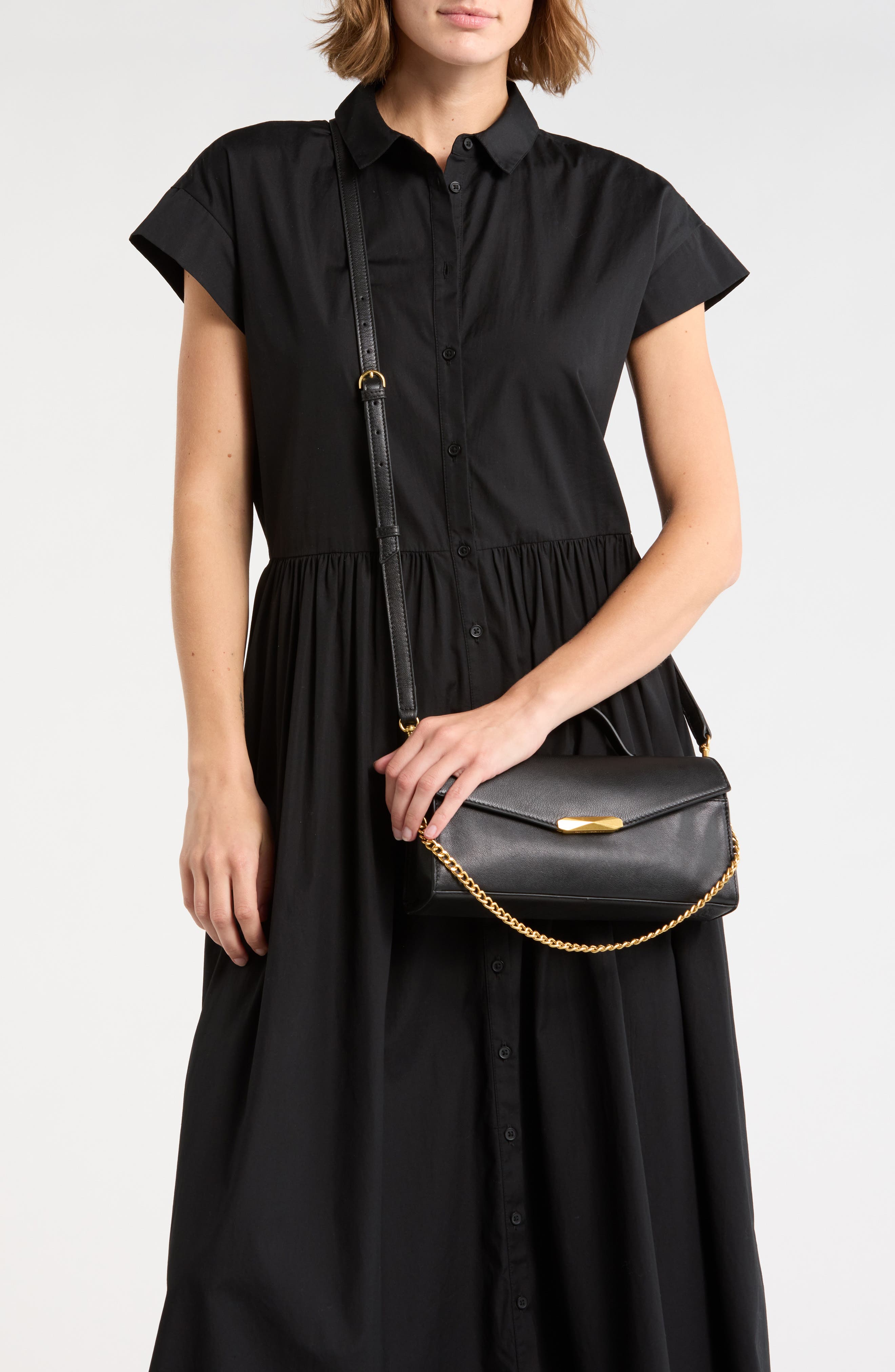 Vince Camuto Stehf Top Handle Leather Bag, Alternate, color, Black Smooth