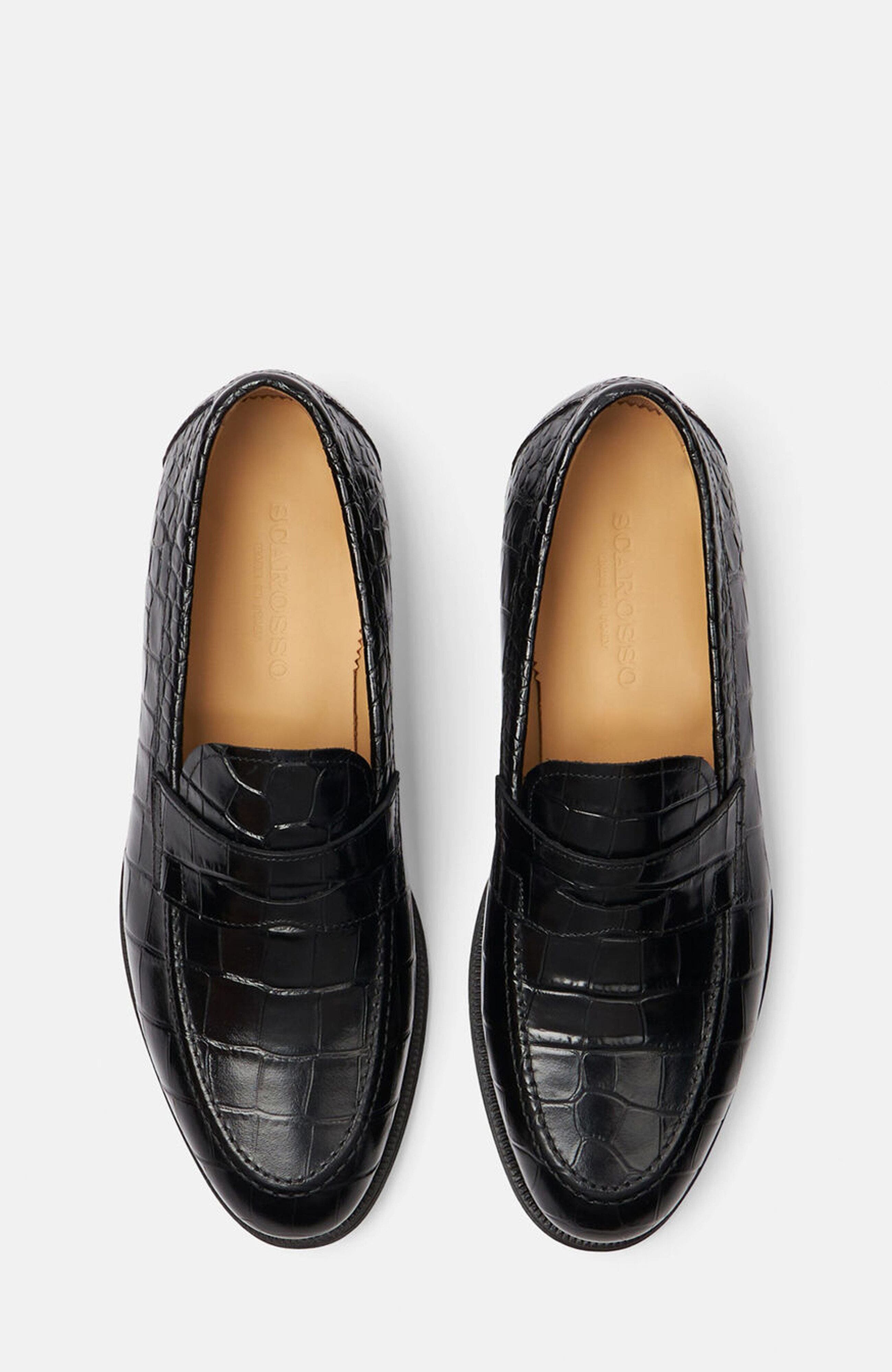 Stefano Loafers, Alternate, color, Black - Croco-printed Calf