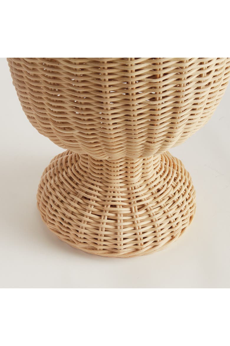 Myra Rattan Scalloped Edge Footed Urn - Natural Rattan Decor, Alternate, color, Brown