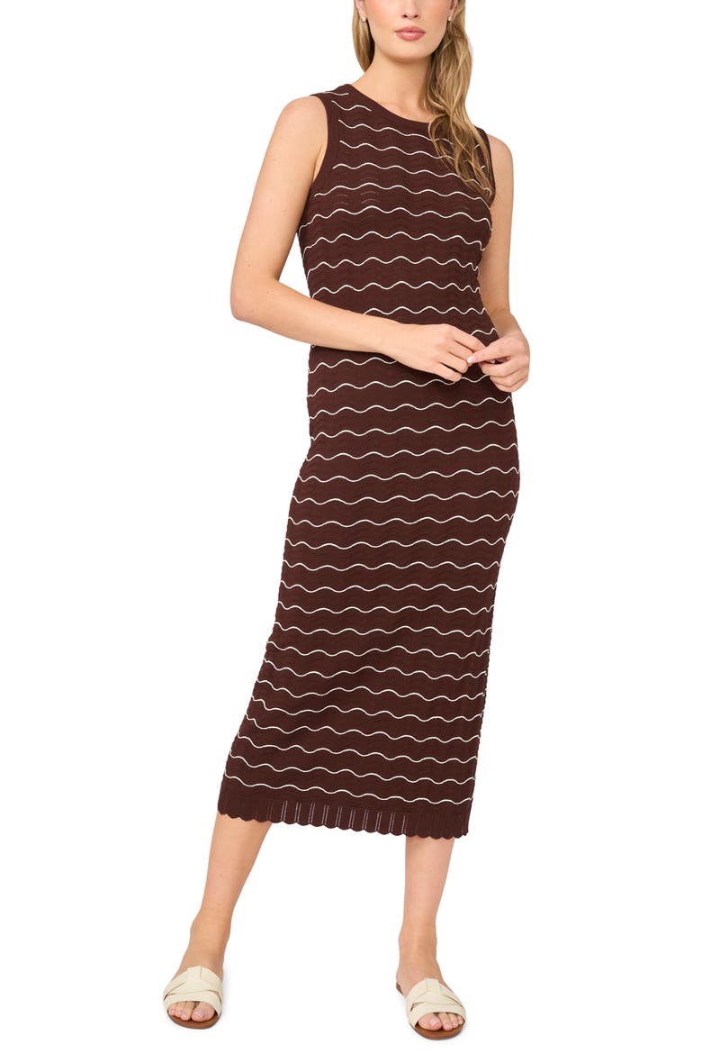 Sophie Scallop Sleeveless Midi Sweater Dress, Main, color, FIREPLACE