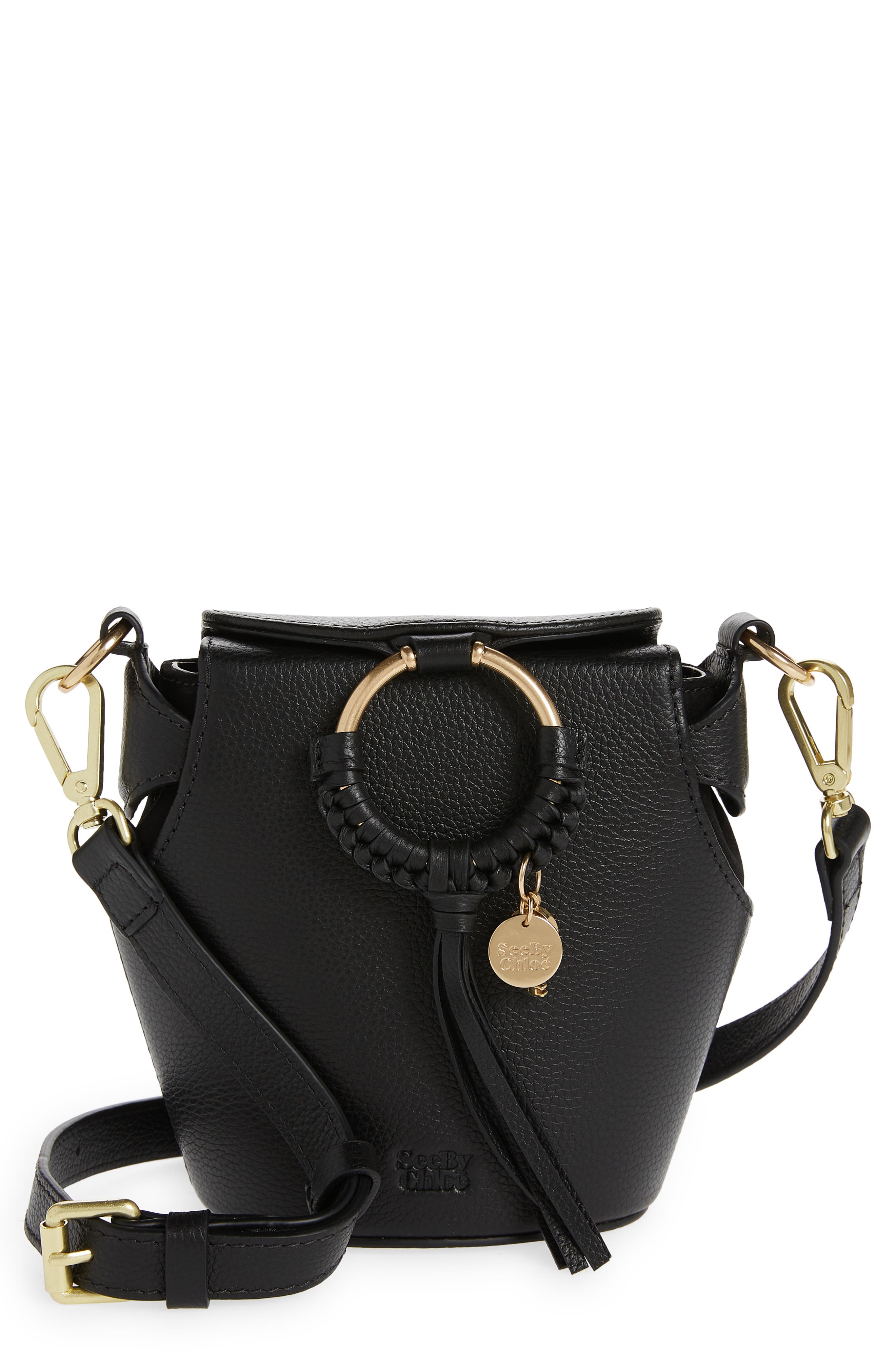 See by Chloé Joan Box Leather Bucket Crossbody Bag, Main, color, 