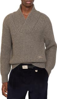 Burberry Shawl Collar Wool Sweater