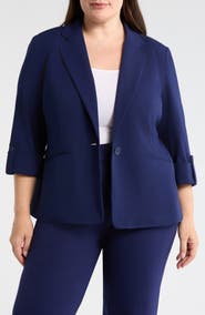 AK ANNE KLEIN Roll-Tab Sleeve Jacket