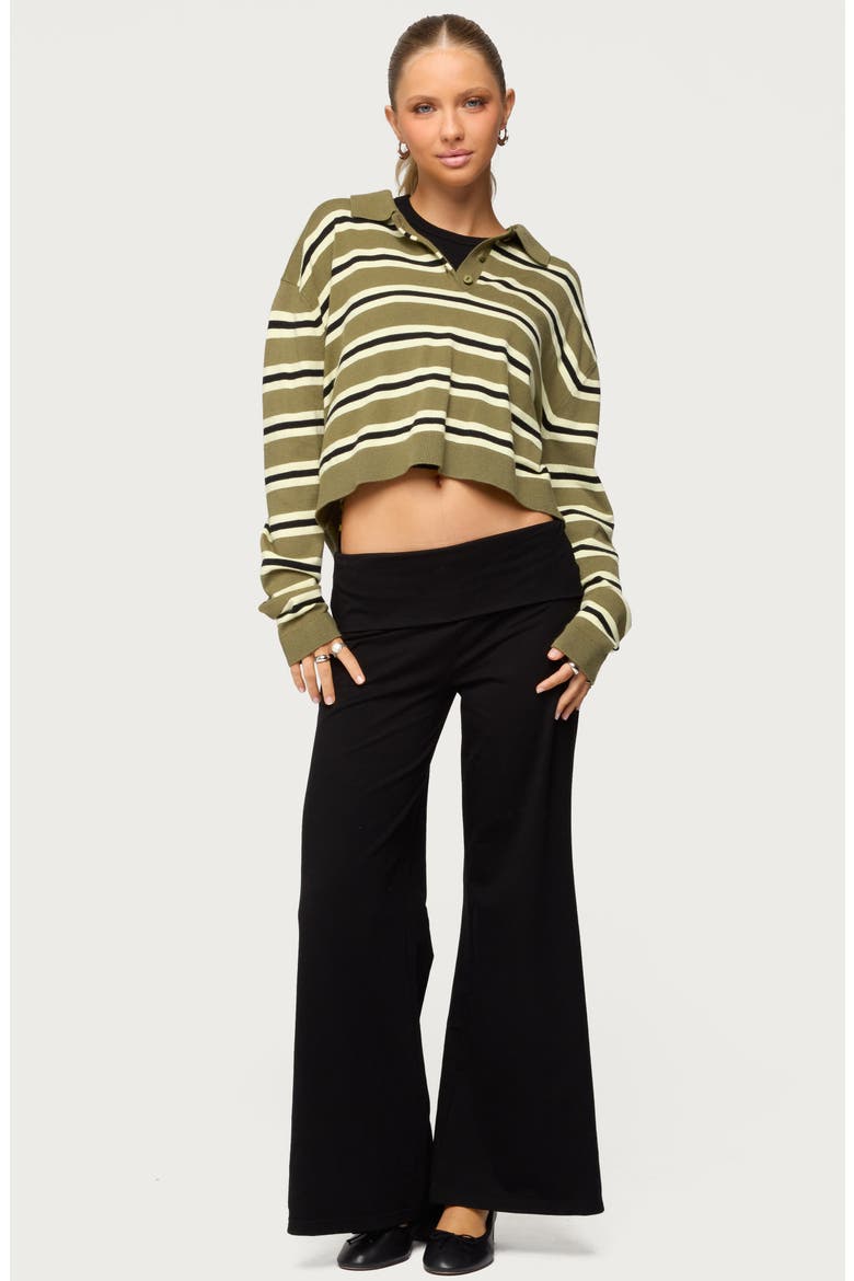 Wide Leg Foldover Pants, Alternate, color, BLACK