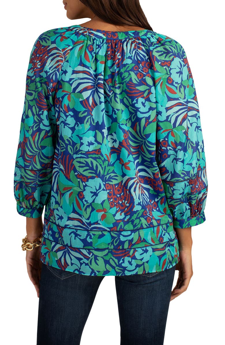 Trina Turk Light Hearted Balloon Sleeve Top, Alternate, color, Majorelle Blue