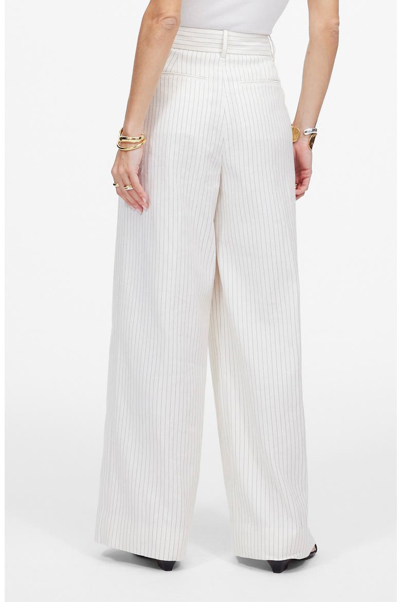 Superwide Leg Linen & Cotton Blend Pants, Alternate, color, TAN AND BLACK STRIPE