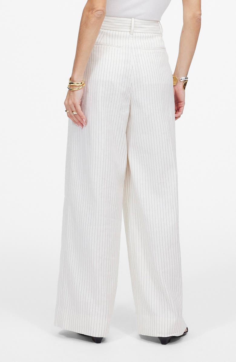 Madewell Superwide Leg Linen & Cotton Blend Pants, Alternate, color, Tan And Black Stripe