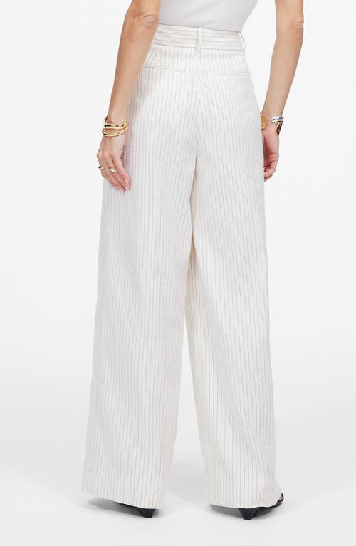 Madewell Superwide Leg Linen & Cotton Blend Pants In Tan And Black Stripe