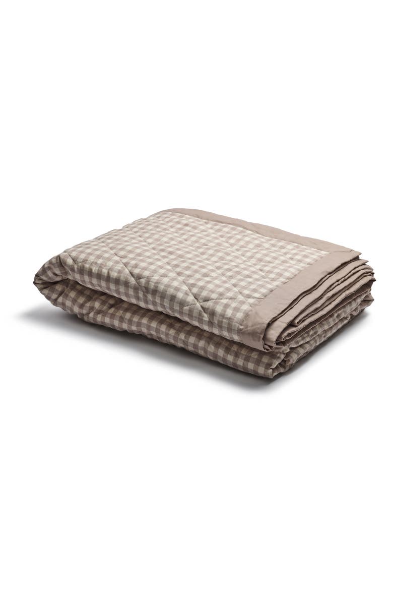 PIGLET IN BED Gingham Linen & Cotton Quilt, Alternate, color,