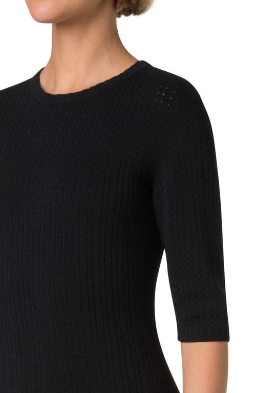 Shop Akris Mixed Stitch Silk & Cotton Blend Sweater Dress In Black