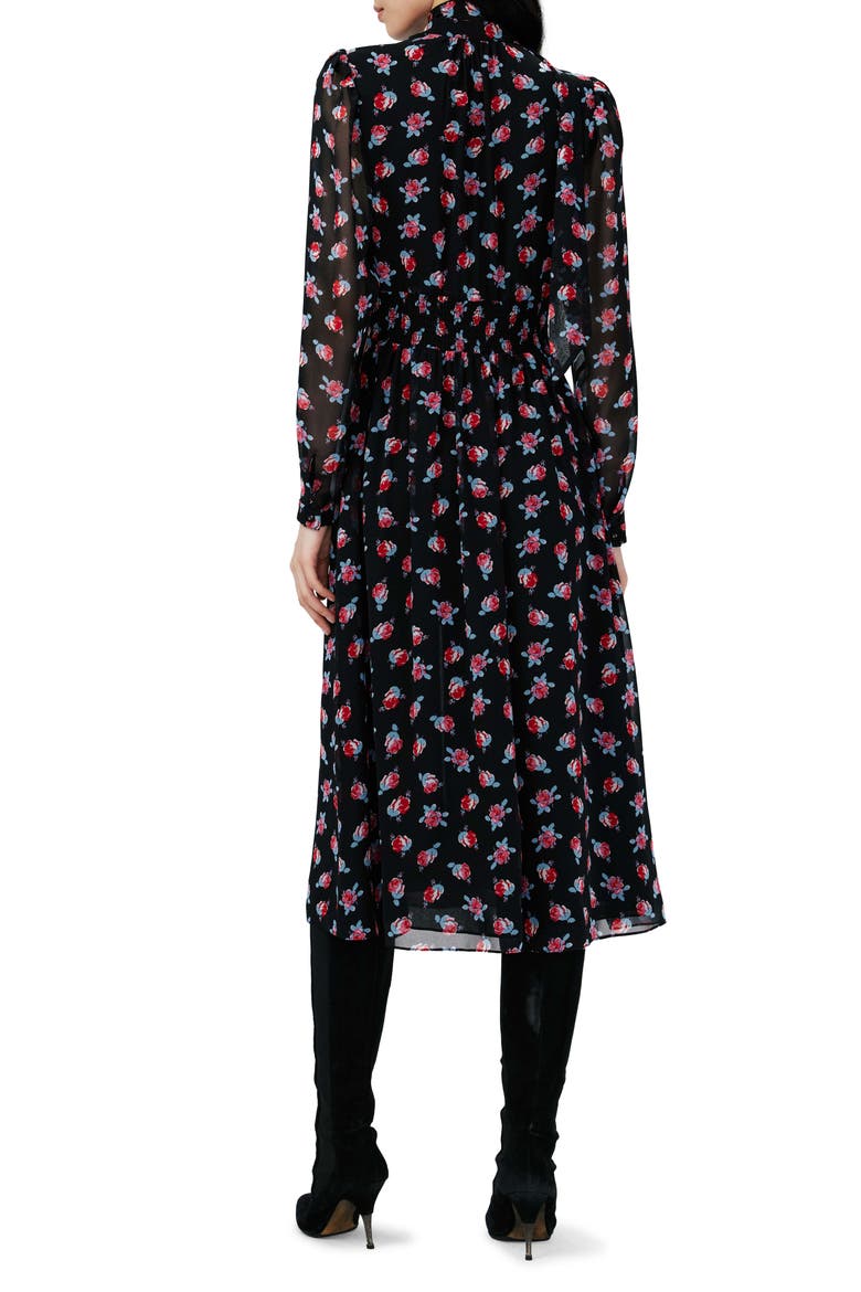 Erica Floral Long Sleeve Midi Dress, Alternate, color, FORTUNE ROSE DOT