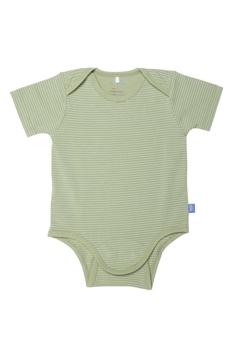 Magnetic Me Stripe Organic Cotton Blend Bodysuit, Main, color, Green Tea Strip