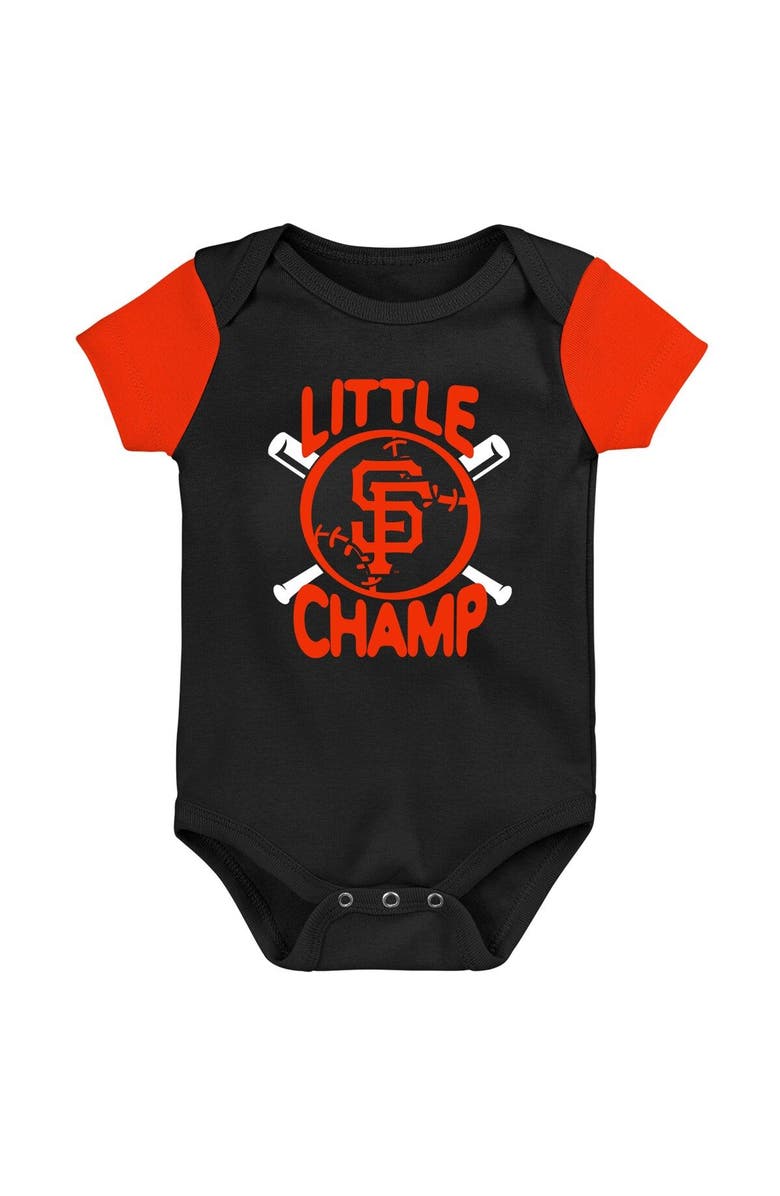 Outerstuff Newborn & Infant Black/Orange San Francisco Giants Little Champ Three-Pack Bodysuit Bib & Booties Set, Alternate, color, Black