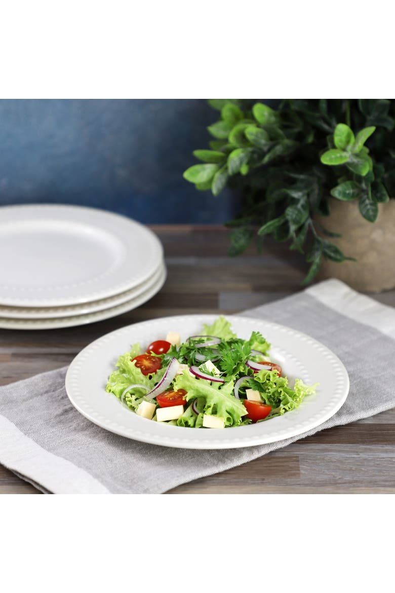 6 Piece Stoneware Salad Plate Set, Alternate, color, White