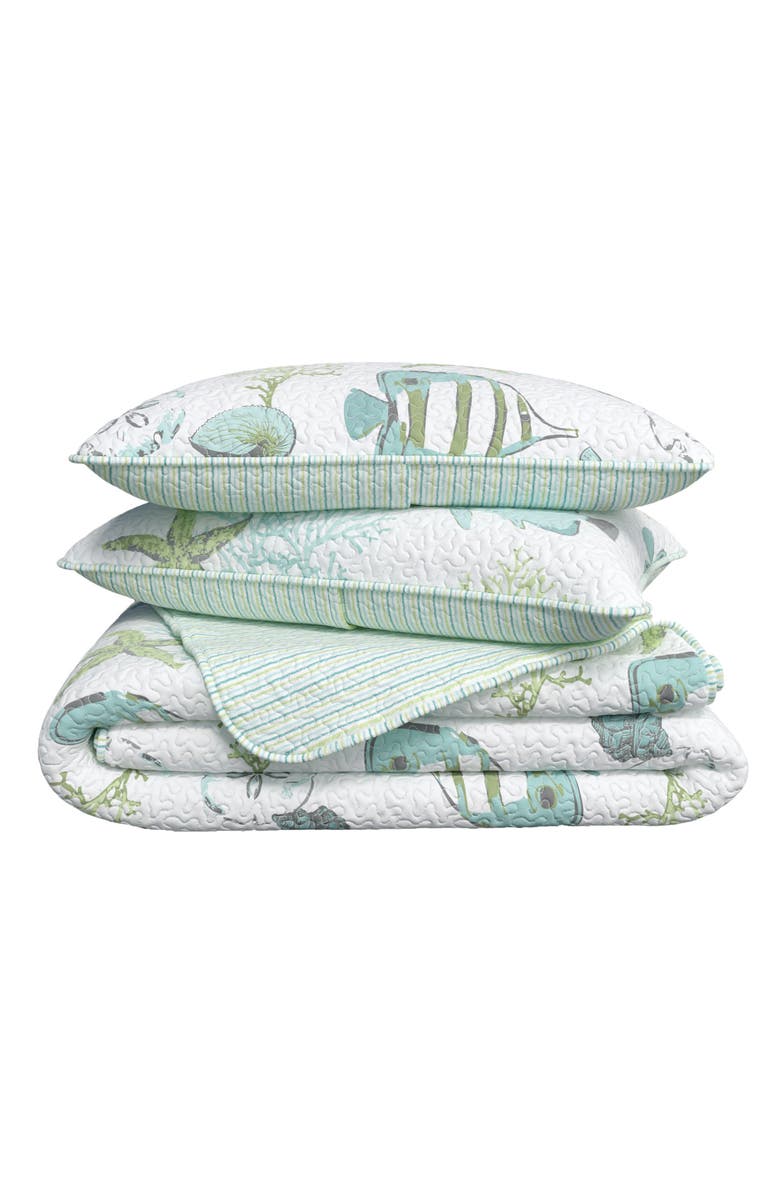 Woven & Weft Coastal Fish Quilt Set, Main, color, Fish Coral