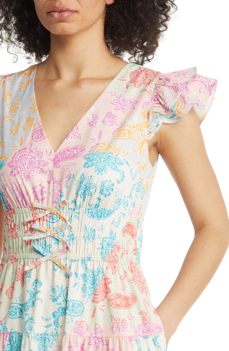 Vince Camuto Flutter Sleeve Midi Dress, Alternate, color, 