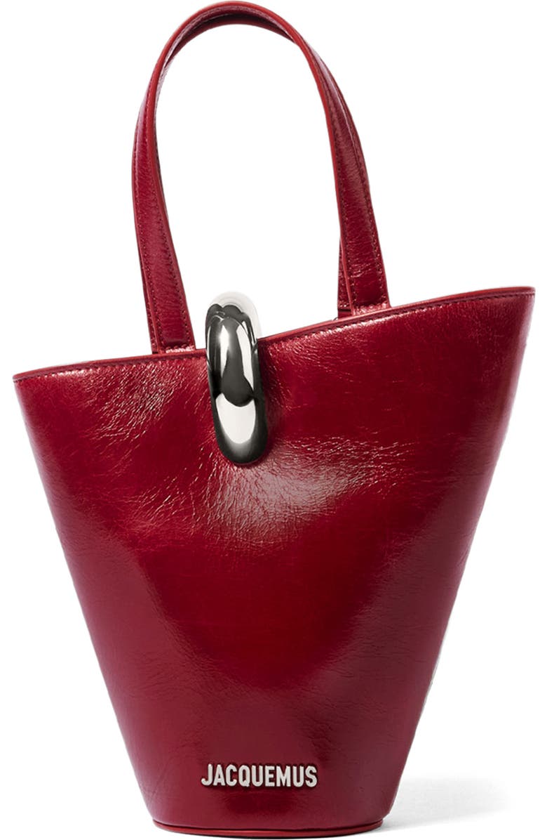 Jacquemus Le Petit Bambola Leather Bucket Bag, Main, color, Burgundy 490