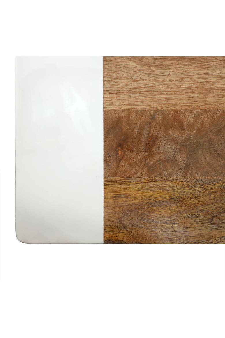 16 Inch Duo Tone Rectangular Wood Serving Platter, Alternate, color, White